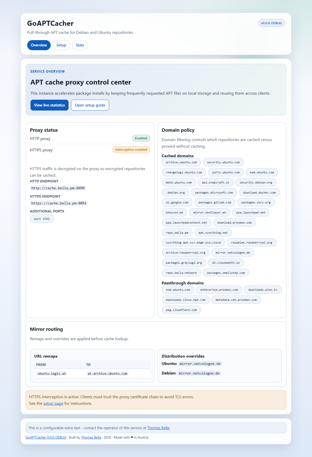GoAPTCacher Web UI Overview